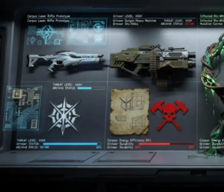 Faction-based weapons Intel with Corpus, Grineer, Infested and Orokin styles