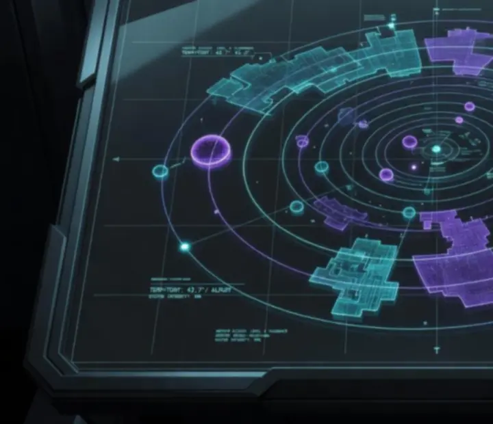 Stylised Origin System map showing major faction territories